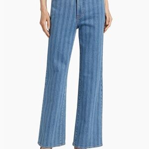 Veronica Beard Crosbie Striped Wide-Leg Jeans size 25